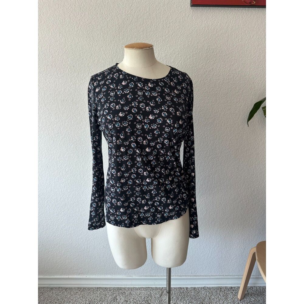 Rebecca Taylor Midnight Floral Long Sleeve Tee